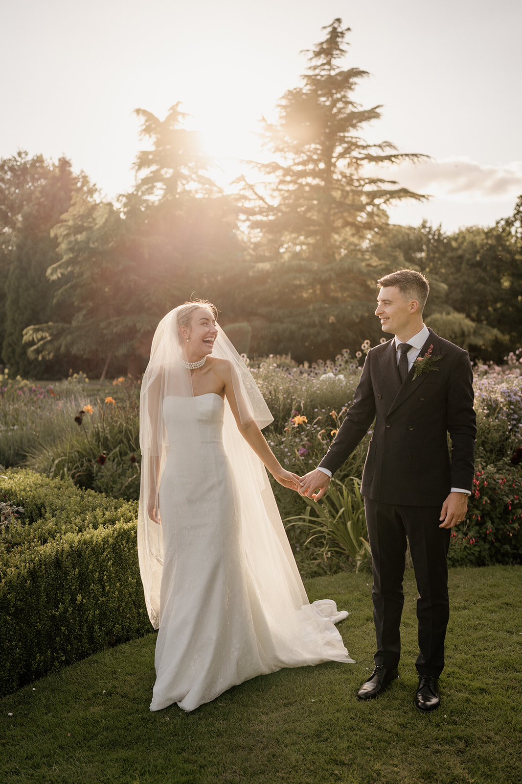 Prestwold Hall wedding photographer captures golden hour couple portraits natural editorial style