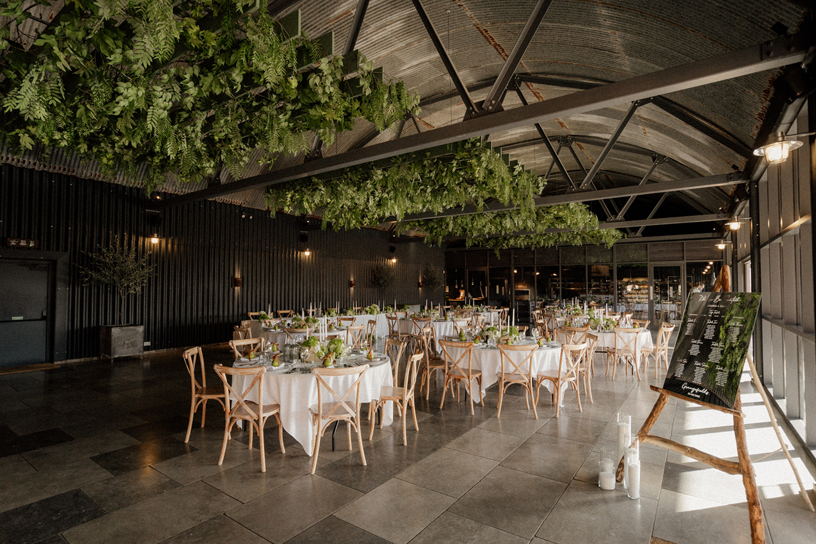 the wedding breakfast barn at grangefields in derbyshire