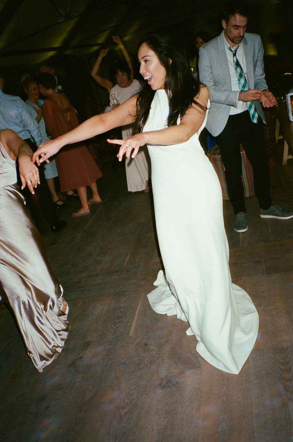 bride dancing at grangefields barn wedding on 35mm film