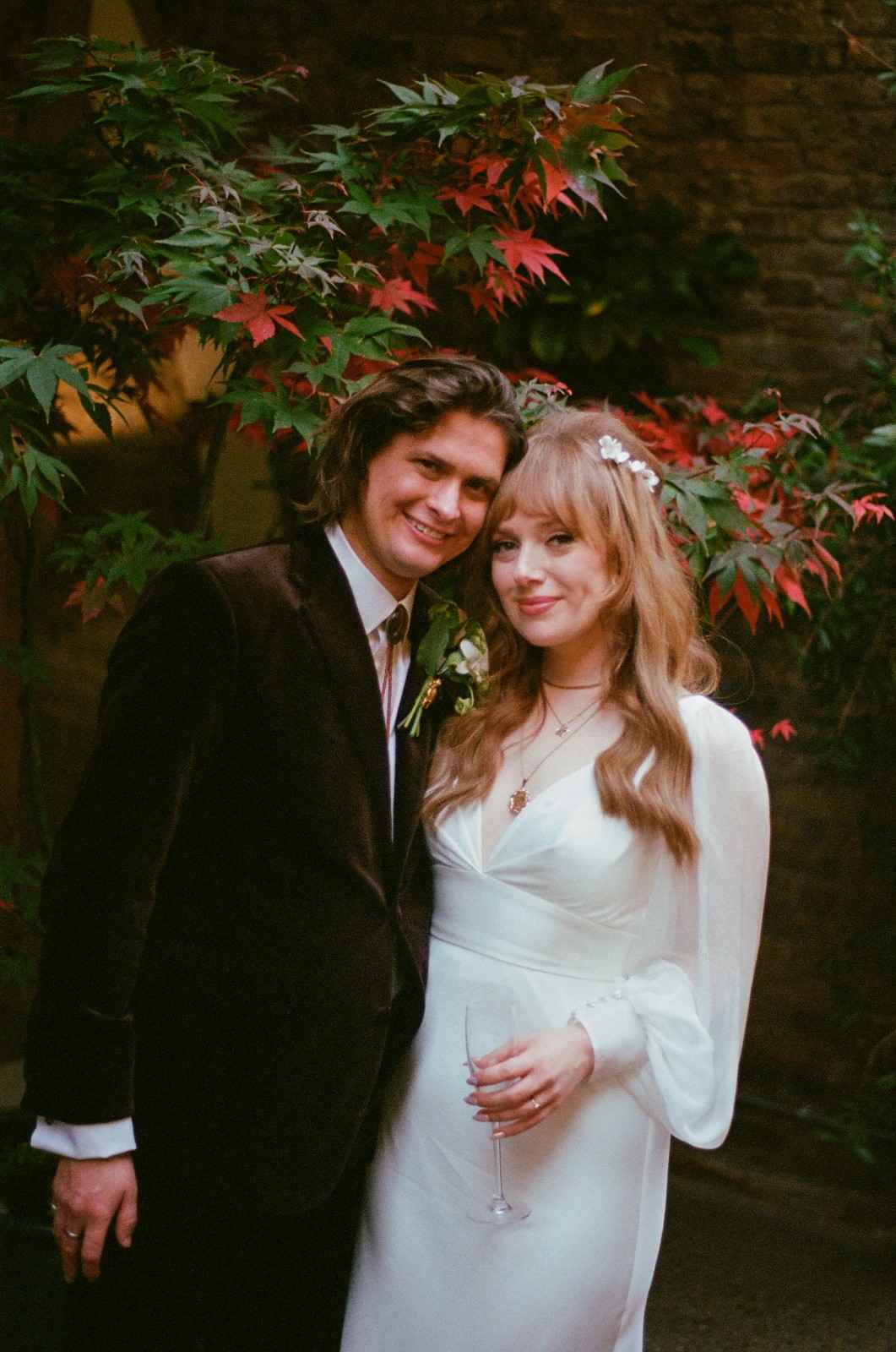 southern gothic style wedding couple at 100 barrington road london on film