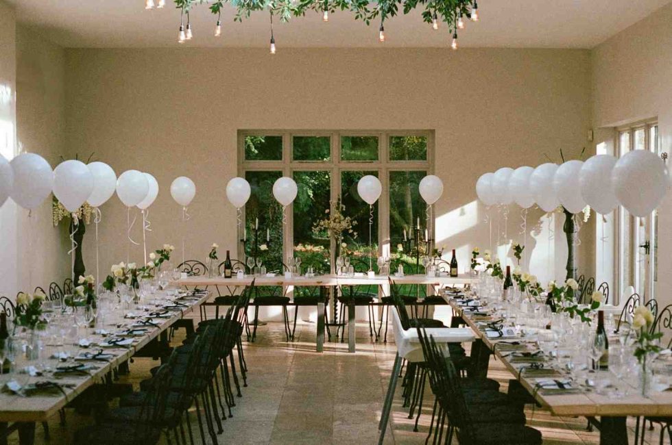 white balloon table decor at woodborough hall nottinghamshire captured on film